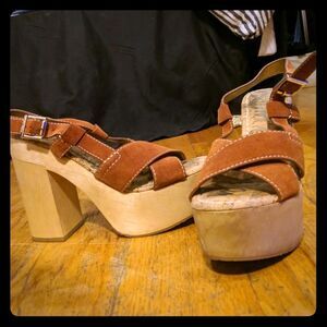 Sam Edelman Chunky Leather Heeled Sandals - Sz 7M